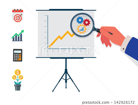 Businessman examining financial data stock illustration Businessman examining financial data stock illustration 142928172