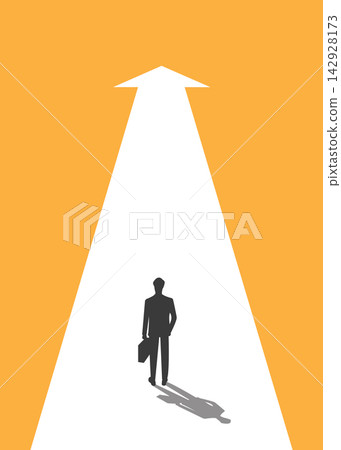 Businessman walking on a career growth arrow stock illustration 142928173