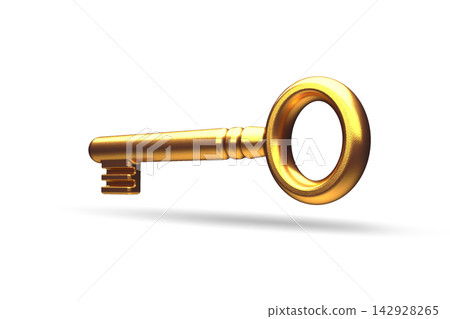 Gold key on white background 142928265