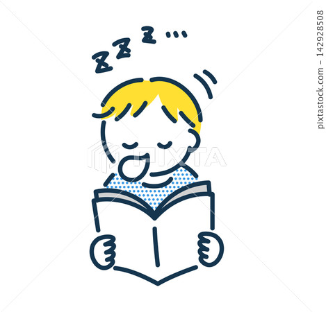 Illustration of a boy dozing off Illustration of a boy dozing off 142928508