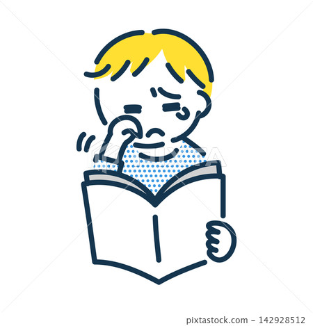 Illustration of a boy who is moved and disappointed. Illustration of a boy who is moved and disappointed. 142928512