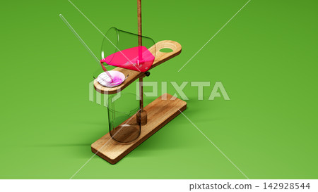 解釋過濾方法的場景:3D 插圖展示了將紅色液體沿著玻璃管倒入漏斗的過程。 解釋過濾方法的場景:3D 插圖展示了將紅色液體沿著玻璃管倒入漏斗的過程。 142928544