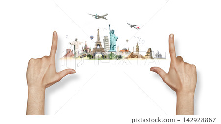 Travel the world landmarks concept	 142928867