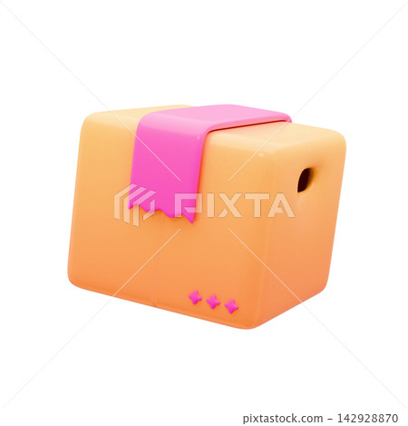 Cute online shopping/e-commerce icon, 3D illustration, shipping cardboard box. Cute online shopping/e-commerce icon, 3D illustration, shipping cardboard box. 142928870