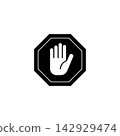 hand with stop gesture icon, simple style 142929474