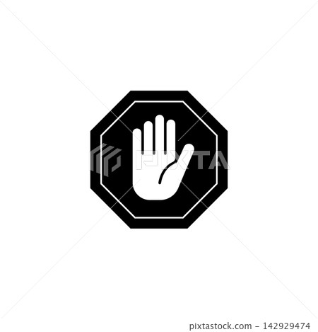 hand with stop gesture icon, simple style hand with stop gesture icon, simple style 142929474