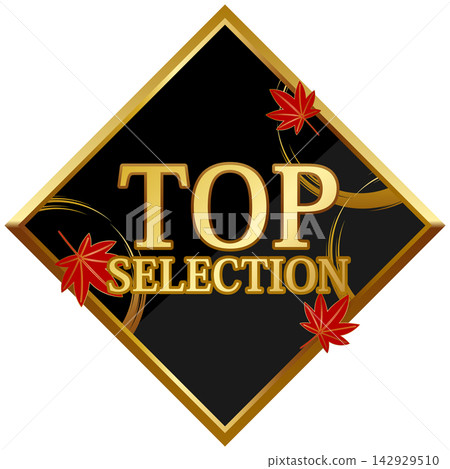 A luxurious autumn foliage design and a carefully selected collection of badges in black and gold. A luxurious autumn foliage design and a carefully selected collection of badges in black and gold. 142929510