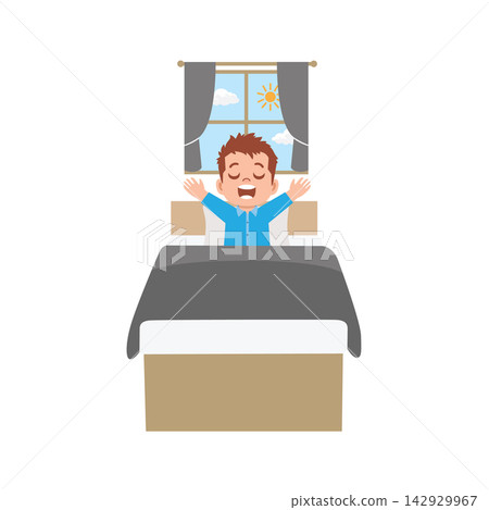 young boy waking up in the morning young boy waking up in the morning 142929967