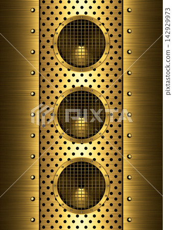 Futuristic audio speakers and metal panel industrial technology abstract design Futuristic audio speakers and metal panel industrial technology abstract design 142929973