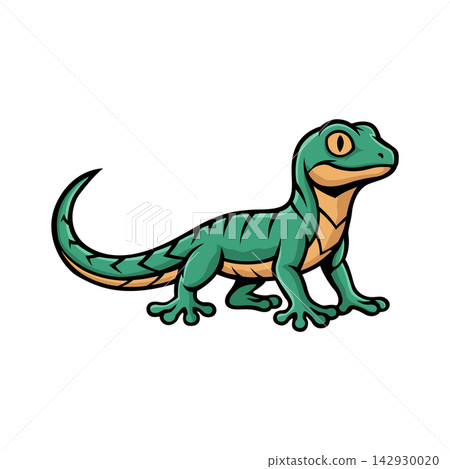 gecko mascot logo illustration vector design template simple and modern style 142930020