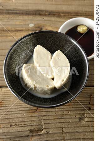 Fresh yuba (tofu skin) and soy sauce Fresh yuba (tofu skin) and soy sauce 142930473