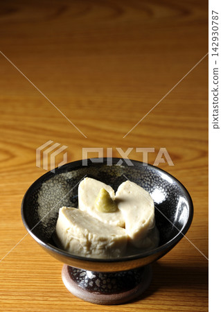 Fresh yuba (tofu skin) and wasabi Fresh yuba (tofu skin) and wasabi 142930787