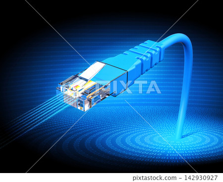 3D Network Cable and Plug Illustration 142930927