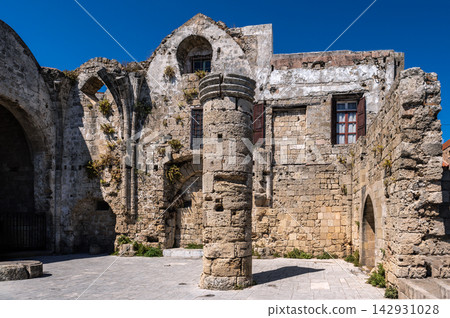 Ruins of Church of Our Lady of the Burgh in Rhodes, Greece 142931028