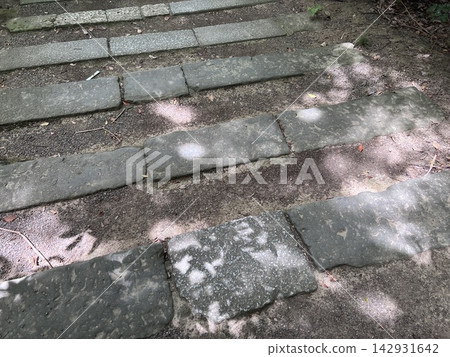 陽光斑駁地灑在石階上，一片寧靜祥和。 142931642