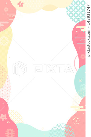 Simple and pop pastel Japanese style transparent frame 3_vertical Simple and pop pastel Japanese style transparent frame 3_vertical 142931747