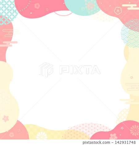 Simple and pop pastel Japanese style transparent frame 3_square Simple and pop pastel Japanese style transparent frame 3_square 142931748