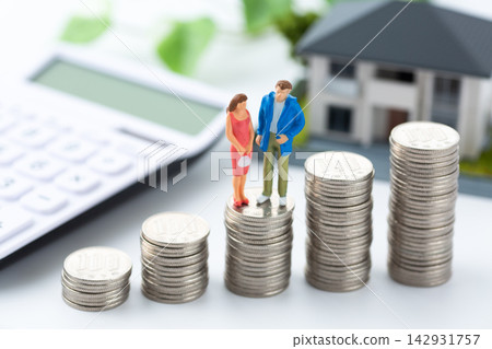 A graph showing young couples and their finances. A graph showing young couples and their finances. 142931757