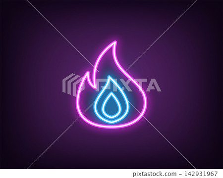 Outline neon fire, magenta blue. Neon fire shape, flame silhouette. Hot content, burning flame shape, fire blaze, super hot, crazy hit, very popular, fiery top, super bonfire. Vector Outline neon fire, magenta blue. Neon fire shape, flame silhouette. Hot content, burning flame shape, fire blaze, super hot, crazy hit, very popular, fiery top, super bonfire. Vector 142931967
