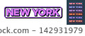 Text New York in 3D style, tourist and business city in USA. New York city, framed text icon set. Isolated word New York with isometric letters in pop art style for graphic design, vector set 142931979