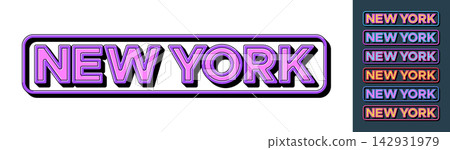 Text New York in 3D style, tourist and business city in USA. New York city, framed text icon set. Isolated word New York with isometric letters in pop art style for graphic design, vector set Text New York in 3D style, tourist and business city in USA. New York city, framed text icon set. Isolated word New York with isometric letters in pop art style for graphic design, vector set 142931979