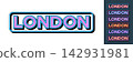 Text London in 3D style, tourist and business city in United Kingdom. London city in England, framed text icon set. Isolated word London with isometric letters in pop art style for graphic design 142931981