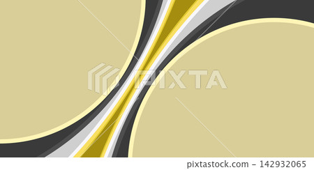 Abstract flowing lines with yellow, grey, and white accents on a beige background Abstract flowing lines with yellow, grey, and white accents on a beige background 142932065