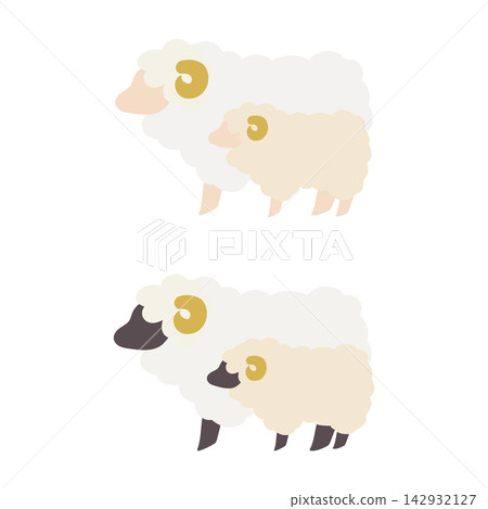 簡單的母羊和小羊向量插圖集 142932127