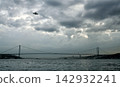 UFO over the sea with cloudy sky 142932241