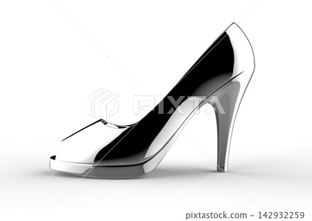 3d woman footwear, silver colored 142932259