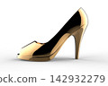 3d woman footwear, gold clolored 142932279