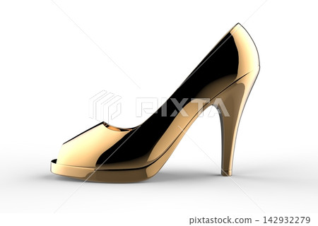 3d woman footwear, gold clolored 142932279