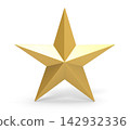 The golden star on white background. 142932336
