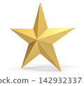 The golden star on white background. 142932337