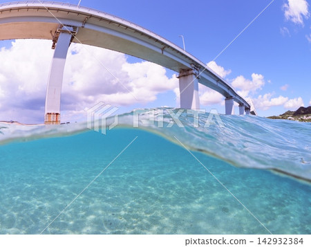Sesoko Bridge viewed from Anchi Beach on Sesoko Island, Okinawa Prefecture Sesoko Bridge viewed from Anchi Beach on Sesoko Island, Okinawa Prefecture 142932384