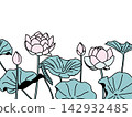 A frame of lotus flowers and leaves - a beautiful paper-cut style illustration. 142932485