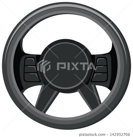Modern Black Car Steering Wheel Vector Illustration on White Background Modern Black Car Steering Wheel Vector Illustration on White Background 142932708