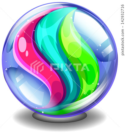 Colorful Glass Marble Vector Illustration with Swirling Internal Patterns 142932716