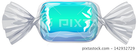 Blue Hard Candy in Transparent Plastic Cellophane Wrapper Illustration Blue Hard Candy in Transparent Plastic Cellophane Wrapper Illustration 142932729
