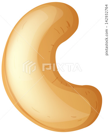 Single Roasted Cashew Nut Vector Illustration on White Background Single Roasted Cashew Nut Vector Illustration on White Background 142932764