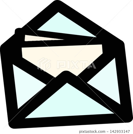 Illustration of an open envelope and a letter Illustration of an open envelope and a letter 142933147