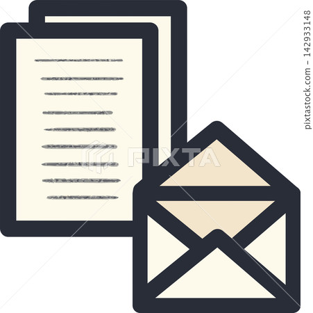 Icon illustration of a letter and envelope Icon illustration of a letter and envelope 142933148