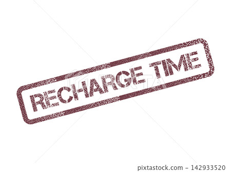 A distinct recharge time stamp impression indicating a period for energy renewal and revitalization A distinct recharge time stamp impression indicating a period for energy renewal and revitalization 142933520
