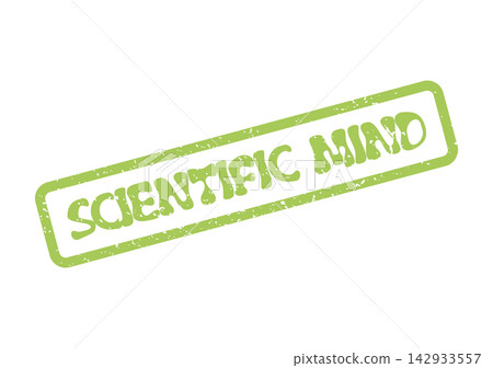 A distinctive green rubber stamp impression clearly showing the important words scientific mind for intellectual pursuits A distinctive green rubber stamp impression clearly showing the important words scientific mind for intellectual pursuits 142933557