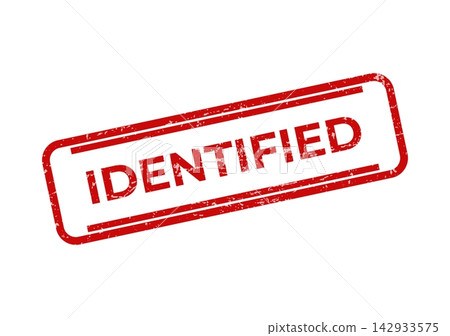 A distinctive red grunge rubber stamp prominently displaying the important word Identified for official documents and processes A distinctive red grunge rubber stamp prominently displaying the important word Identified for official documents and processes 142933575