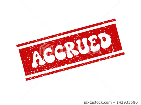 A distinctive red grunge textured stamp prominently displaying the financial term ACCRUED for record keeping A distinctive red grunge textured stamp prominently displaying the financial term ACCRUED for record keeping 142933580