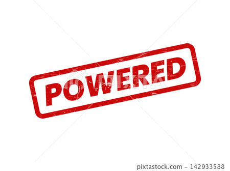 A distinctive red rectangular stamp proudly displaying the word POWERED indicates robust functionality and operational readiness 142933588