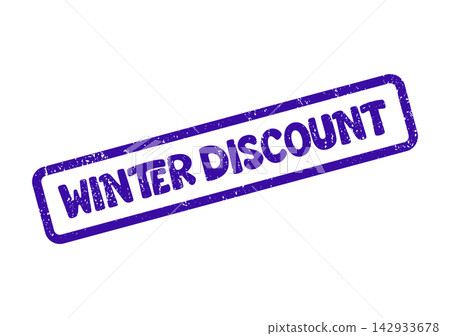 A distressed blue rubber stamp featuring the phrase Winter Discount for seasonal promotions A distressed blue rubber stamp featuring the phrase Winter Discount for seasonal promotions 142933678
