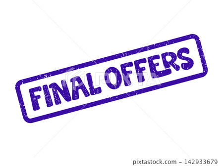 A distressed blue rubber stamp highlighting FINAL OFFERS available for a limited period A distressed blue rubber stamp highlighting FINAL OFFERS available for a limited period 142933679