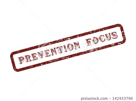 A distressed red rubber stamp featuring the essential words Prevention Focus for safety measures A distressed red rubber stamp featuring the essential words Prevention Focus for safety measures 142933790